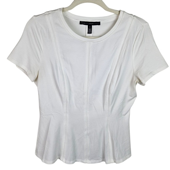 WHITE HOUSE BLACK MARKET® Tops - White House Black Market White Defined Waist Top Short Sleeve‎ Women's Size S